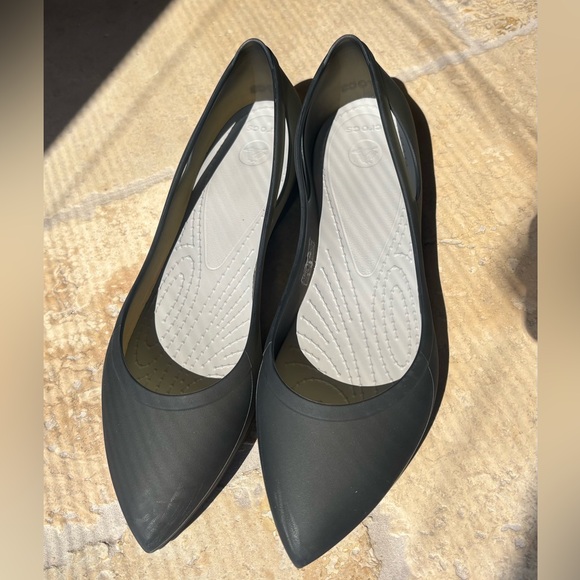Crocs Shoes Womens Rio Ballet Flats Black Comfort Slip On Pointed Toe Size 9 - Picture 1 of 7